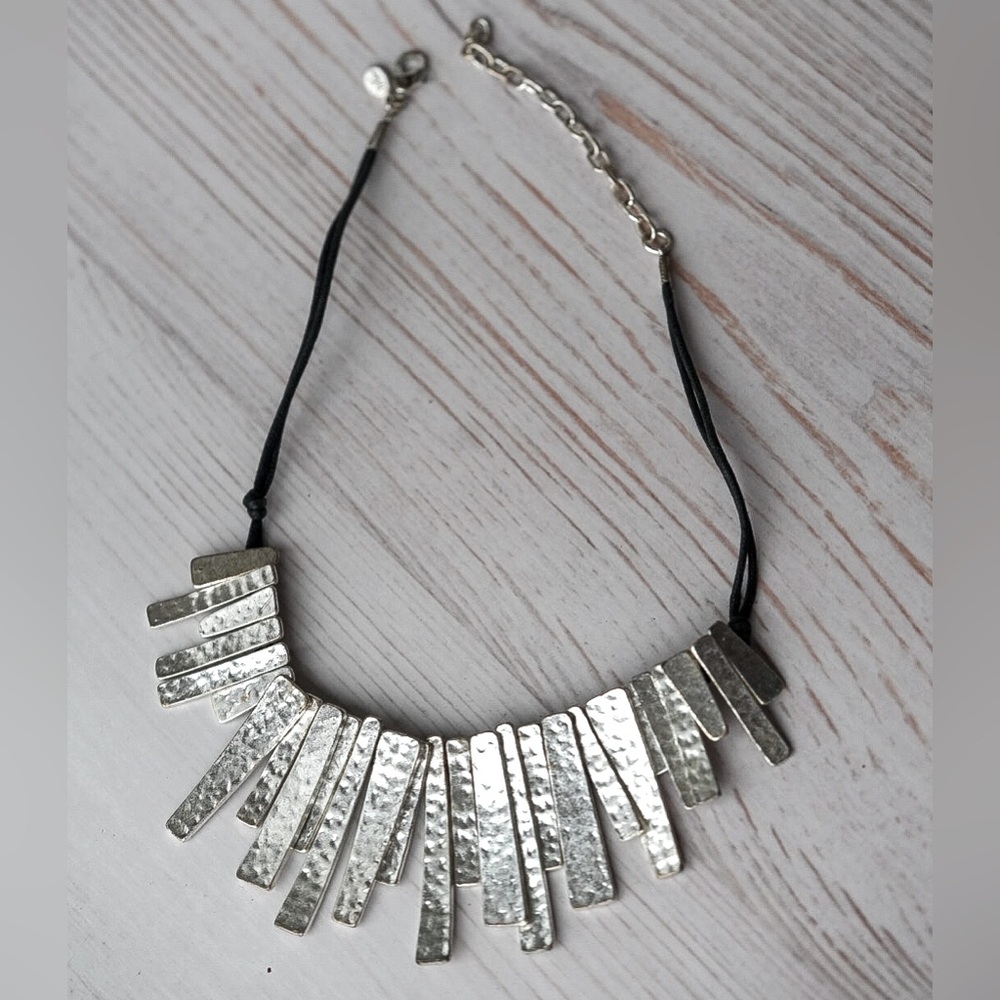 Joan Rivers Silver Art Necklace on Suede Chain